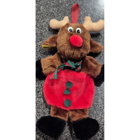 Vintage Christmas Stocking Reindeer Plush Hand Puppet Santas Best Brown - Picture 2 of 9